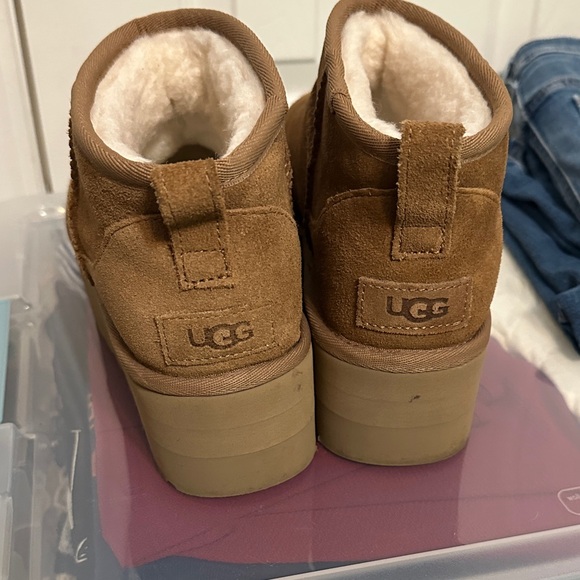 UGG Brown Suede Platform Ankle Boots - Picture 4 of 5